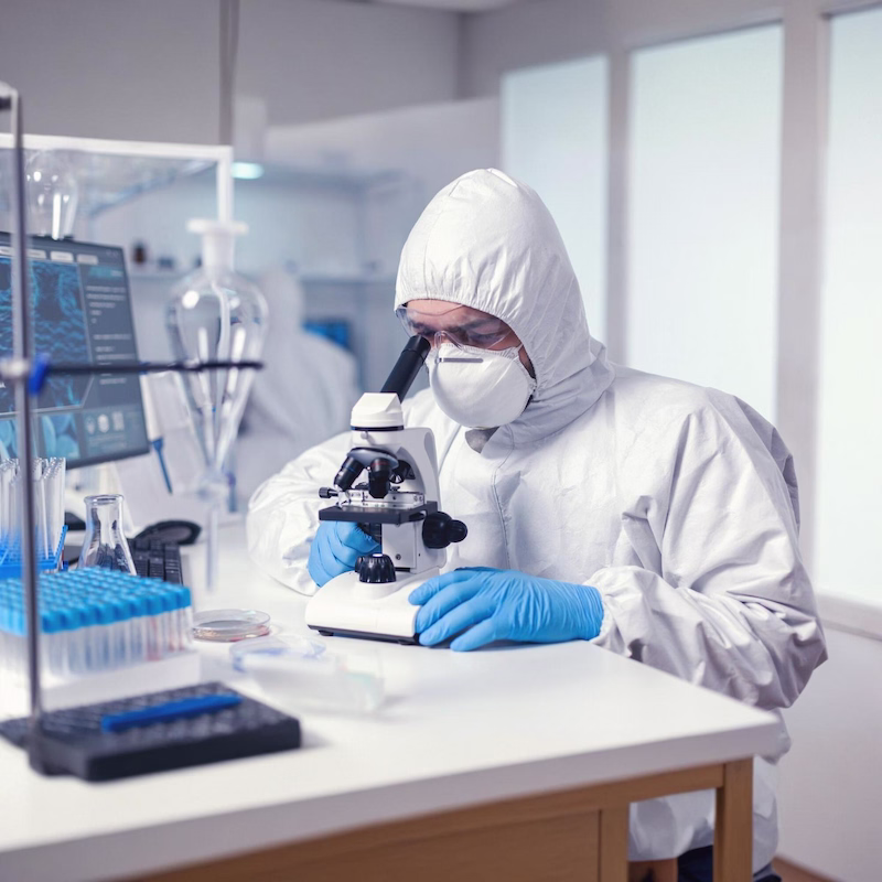 Independent lab analyst processing a North State Pure Maintenance mold sample